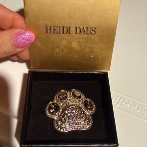 Heidi Daus Gold and Silver Crystal Paw Brooch